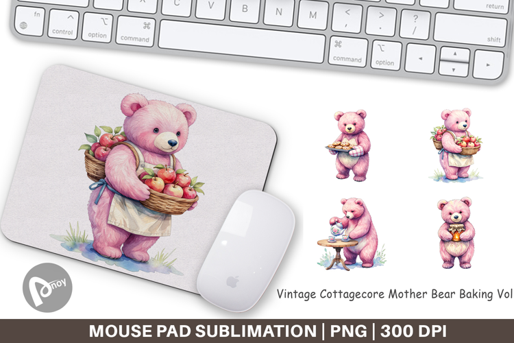 Cottagecore Bear Baking Mouse Pad