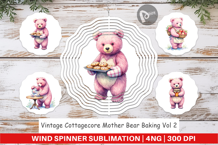 Cottagecore Bear Baking Wind Spinner