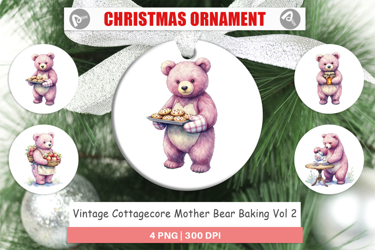 Cottagecore Bear Baking Ornament