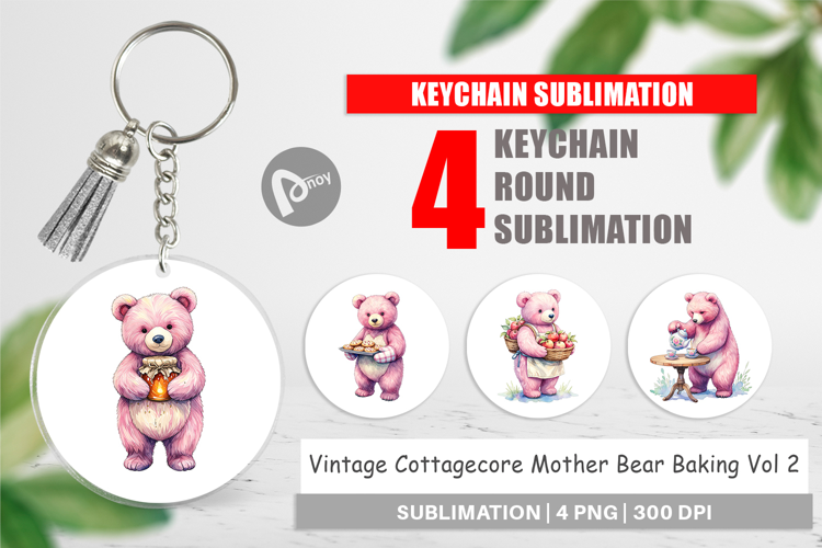 Cottagecore Bear Baking Keychain
