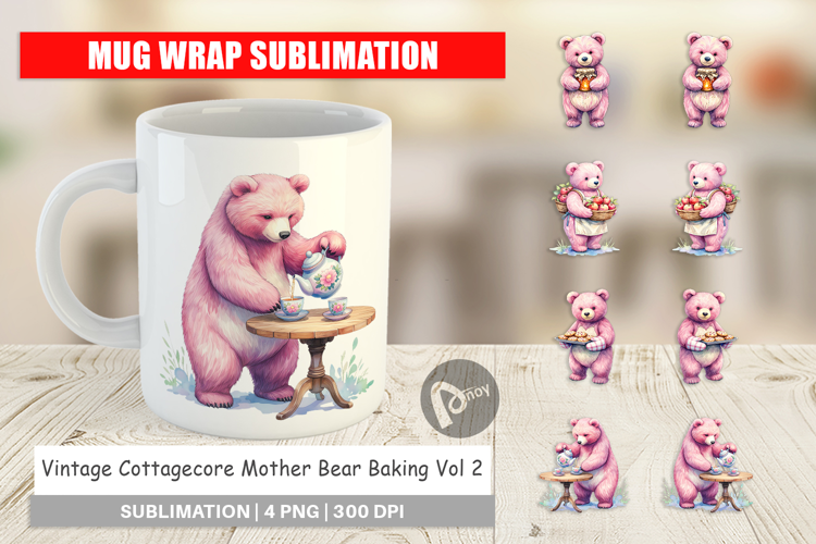 Cottagecore Bear Baking Mug Wrap