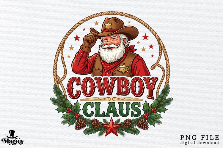 Vintage Country Santa Lasso PNG example image 1