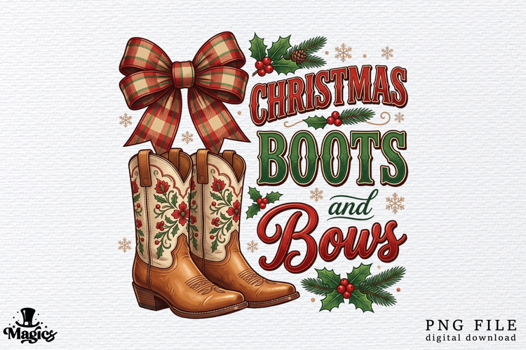 Vintage Cowboy Boots Holiday PNG