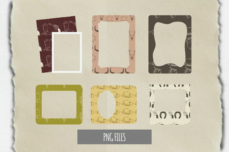 Vintage Cowboy Stuff pattern Frame Set