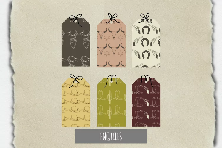 Vintage Cowboy Stuff Patterned Shaped Tag