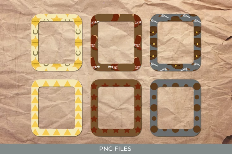 Vintage Cowboy Stuff pattern Frame Set