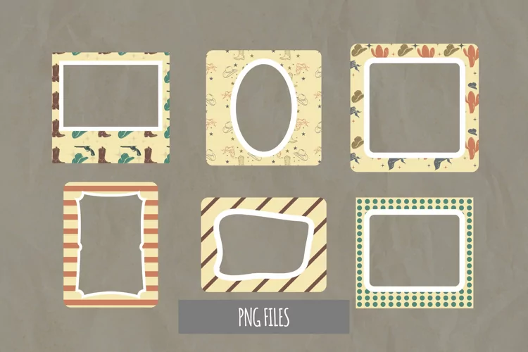 Vintage Cowboy Stuff Pattern Frame Set