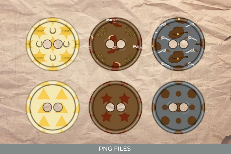Vintage Cowboy Stuff Pattern Buttons