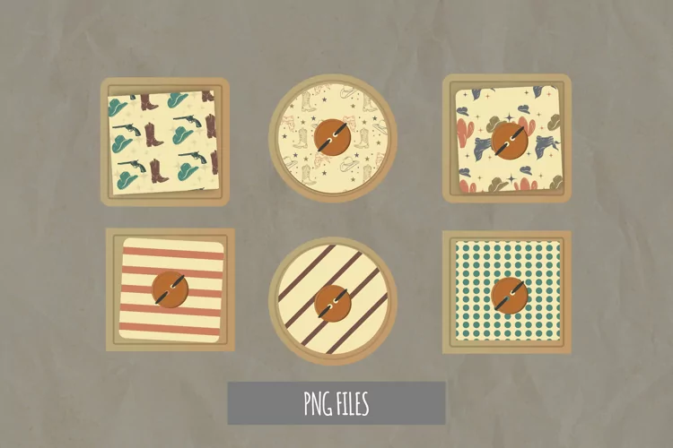 Vintage Cowboy Stuff Pattern Button