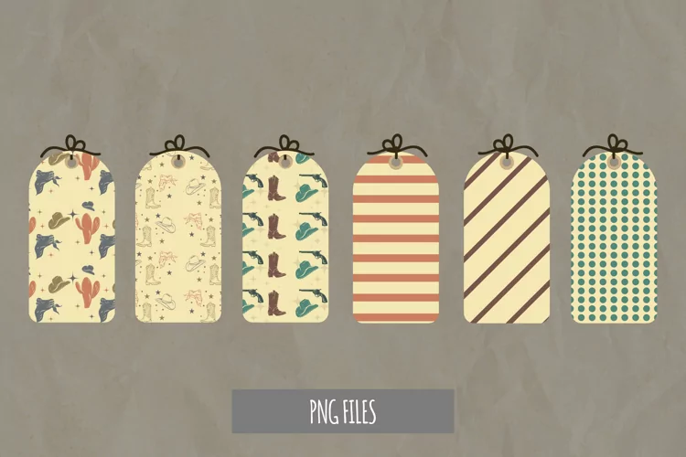 Vintage Cowboy Stuff Patterned Shaped Tag