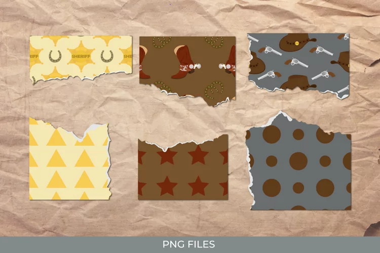 Vintage Cowboy Stuff Torn Paper