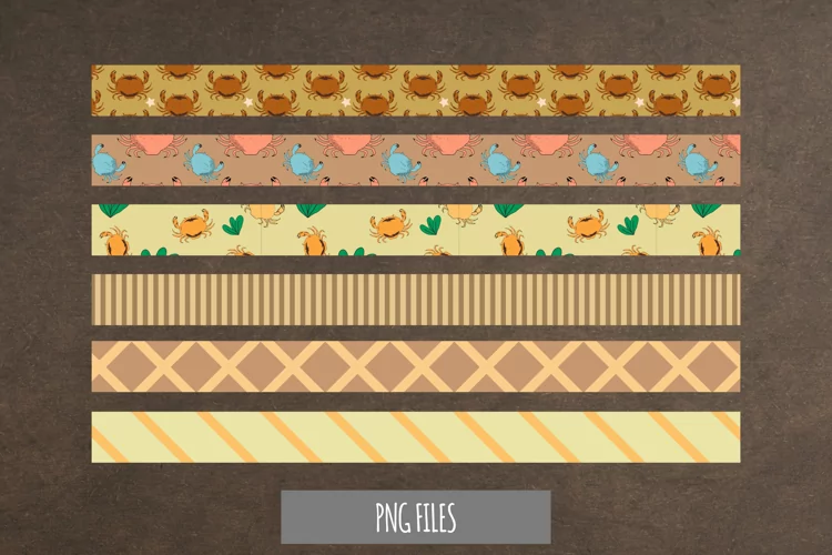 Vintage Crabs Seamless Pattern Strips