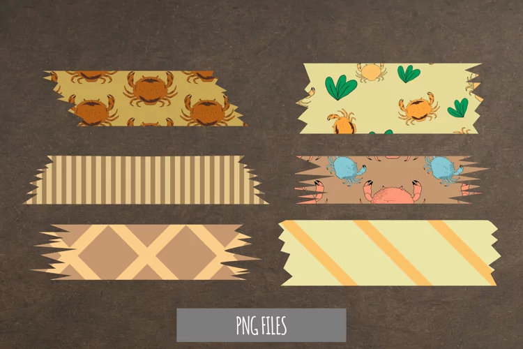 Vintage Crabs Seamless Pattern Tape