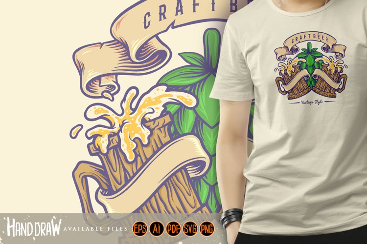 Vintage Craft Beer with Wooden Glasses and banner
