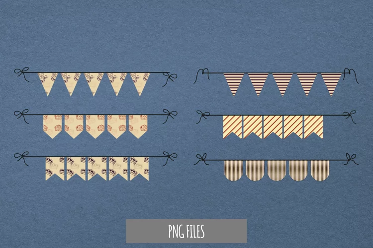 Vintage Crown Seamless Pattern Bunting Banner