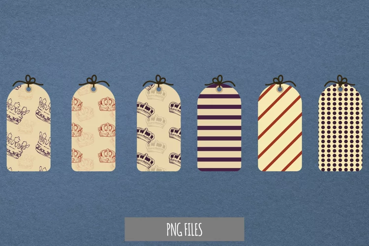 Vintage Crown Seamless Pattern Shaped Tag