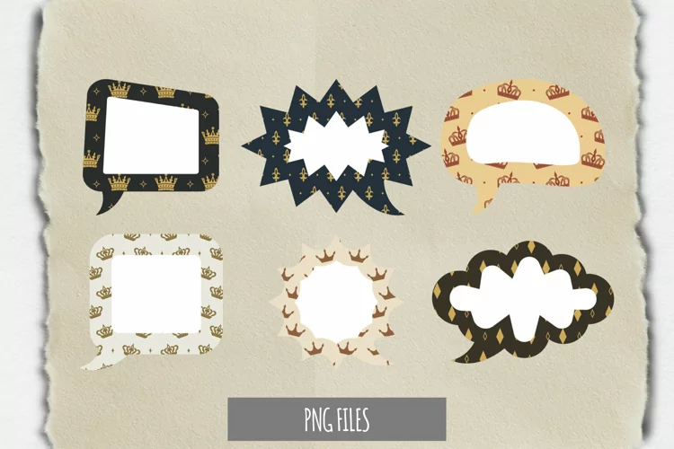 Vintage Crown Seamless Pattern Speech Bubble