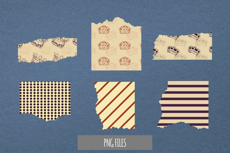 Vintage Crown Seamless Pattern Torn Paper