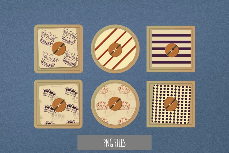 Vintage Crown Seamless Pattern Button