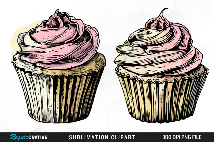 Vintage Cupcake Exquisite Clipart example image 1