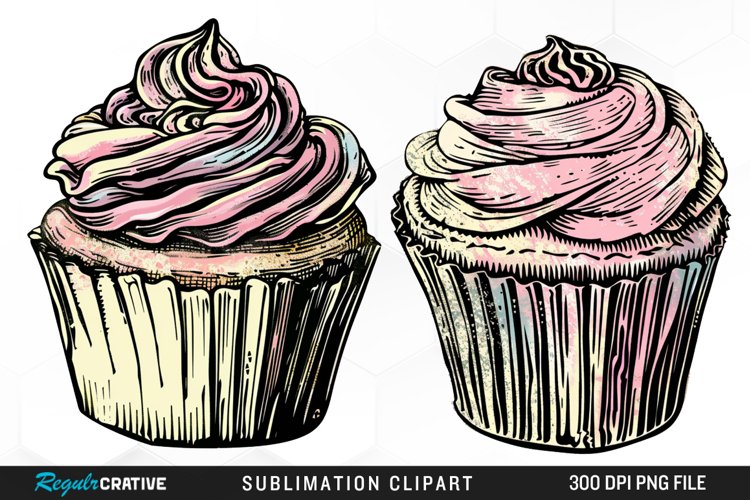 Vintage Cupcake Exquisite Clipart example image 1