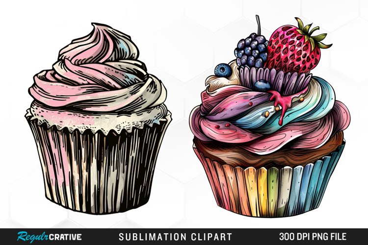 Vintage Cupcake Exquisite Clipart example image 1