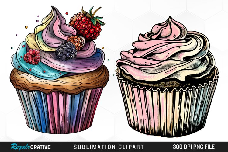 Vintage Cupcake Exquisite Clipart example image 1