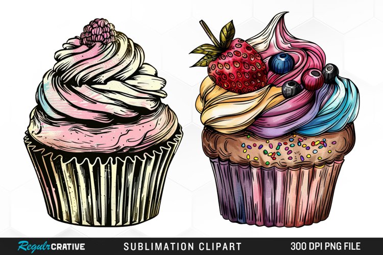 Vintage Cupcake Exquisite Clipart example image 1