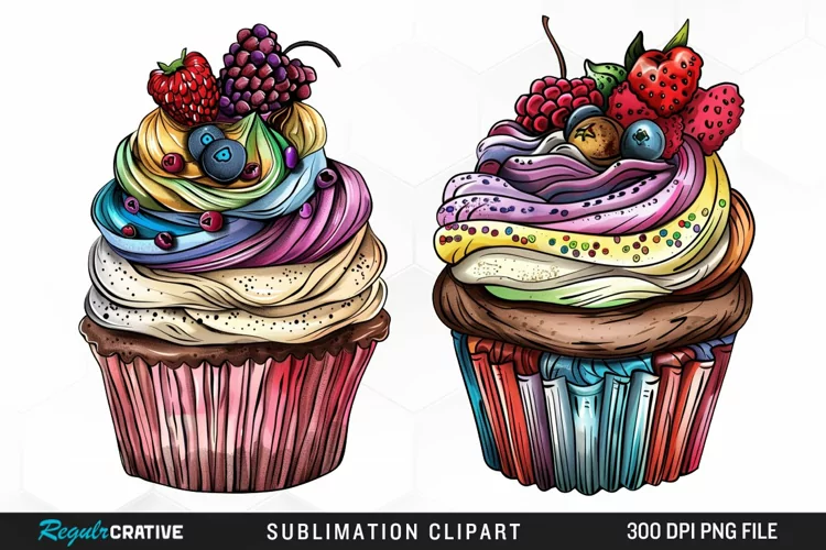 Vintage Cupcake Illustration Clipart