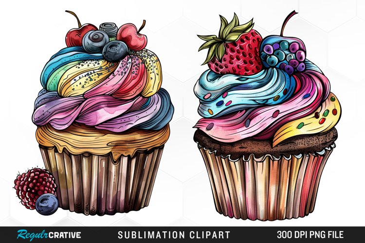 Vintage Cupcake Exquisite Clipart example image 1