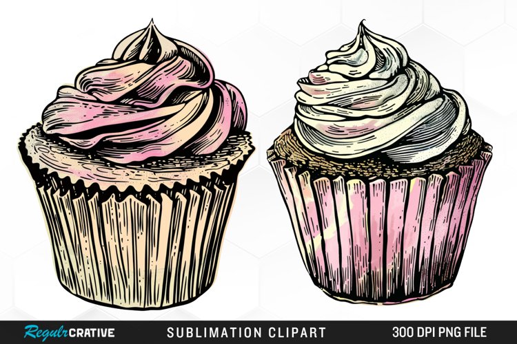 Vintage Cupcake Exquisite Clipart example image 1