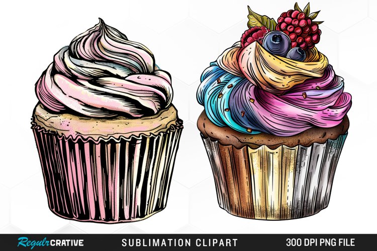 Vintage Cupcake Exquisite Clipart example image 1