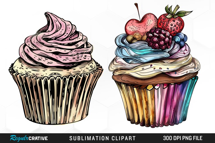 Vintage Cupcake Exquisite Clipart example image 1