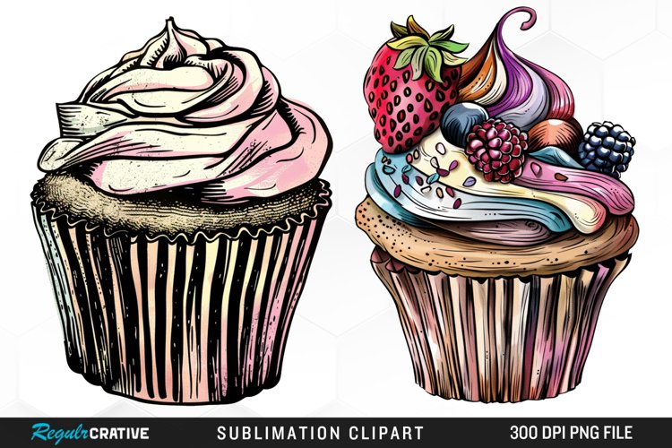 Vintage Cupcake Exquisite Clipart example image 1