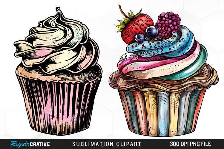 Vintage Cupcake Exquisite Clipart example image 1