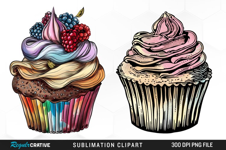 Vintage Cupcake Illustration Clipart