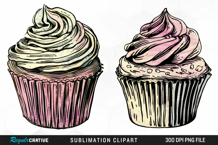 Vintage Cupcake Illustration Clipart