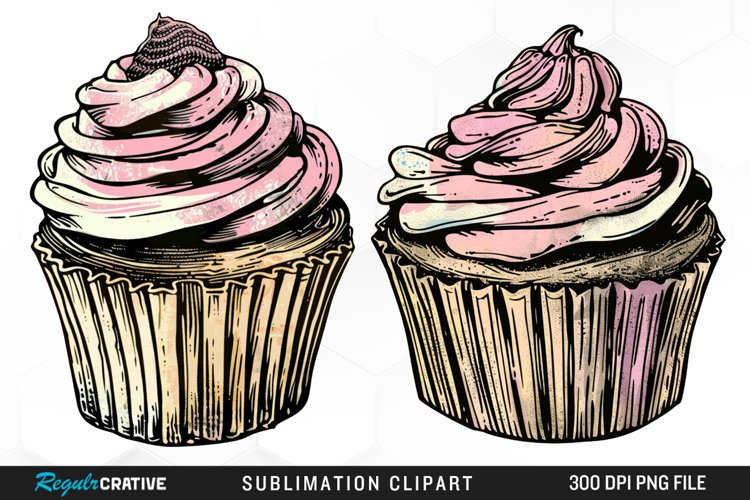 Vintage Cupcake Exquisite Clipart example image 1