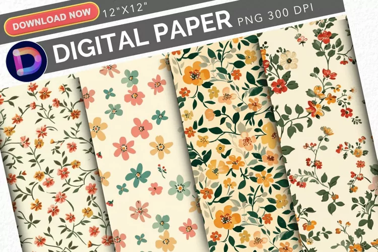 Vintage Cute Small Flowers Digital Paper