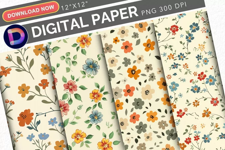 Vintage Cute Small Flowers Digital Paper