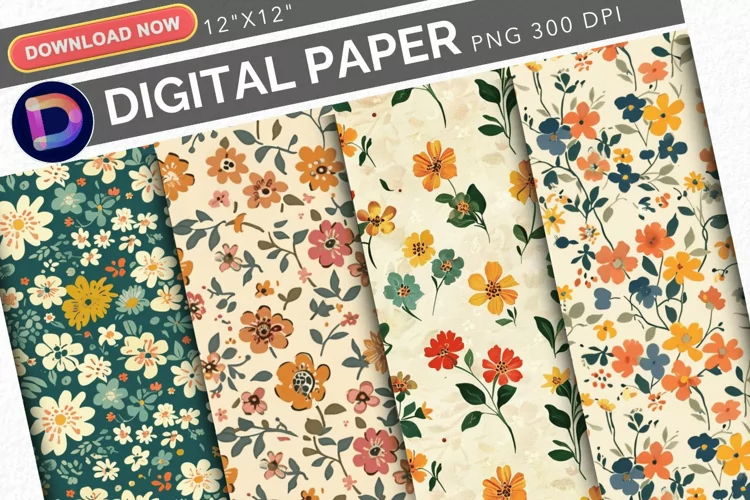 Vintage Cute Small Flowers Digital Paper