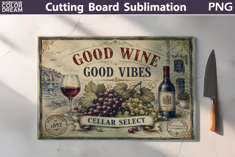 Good Wine Sign | Cutting Board Sublimation