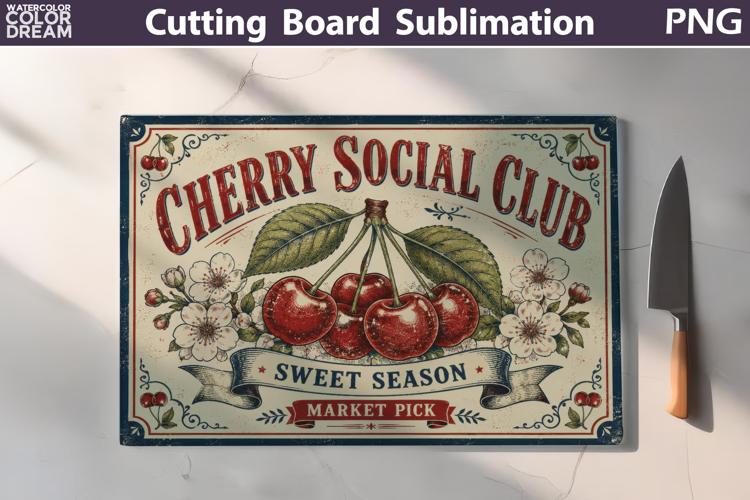 Cherry Social Club | Cutting Board Sublimation