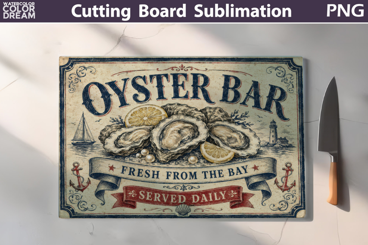 Vintage Oyster Bar | Cutting Board Sublimation