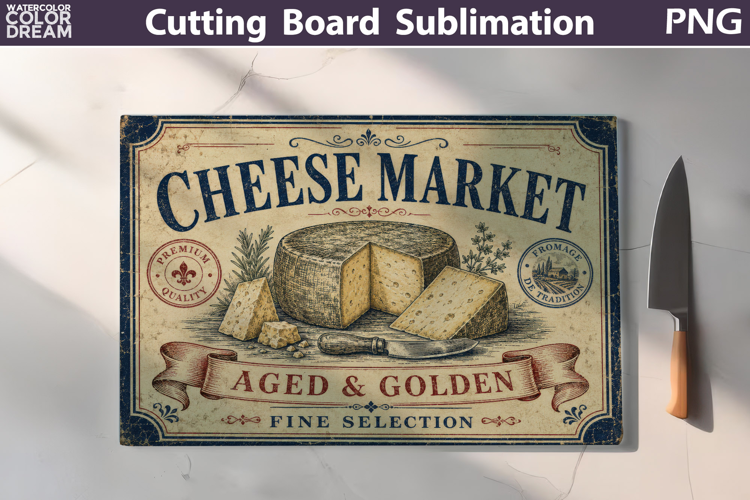 Cheese Market Sign | Cutting Board Sublimation
