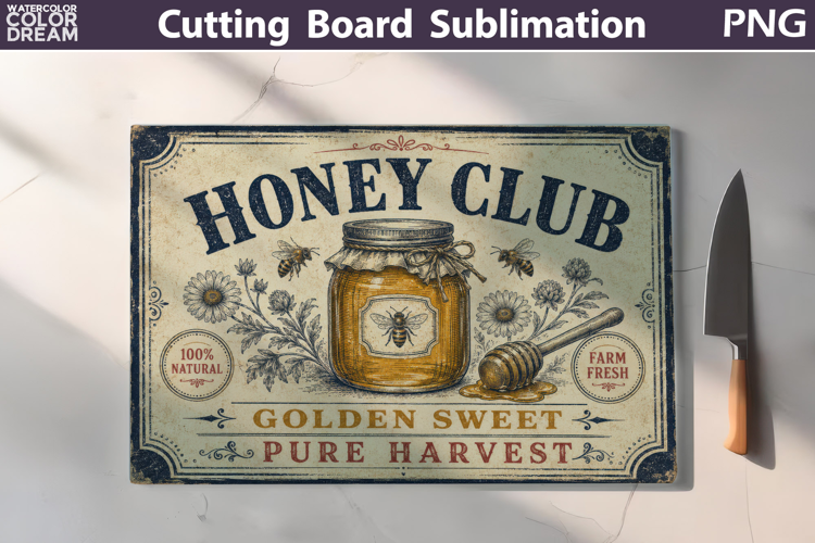 Honey Club Sign | Cutting Board Sublimation