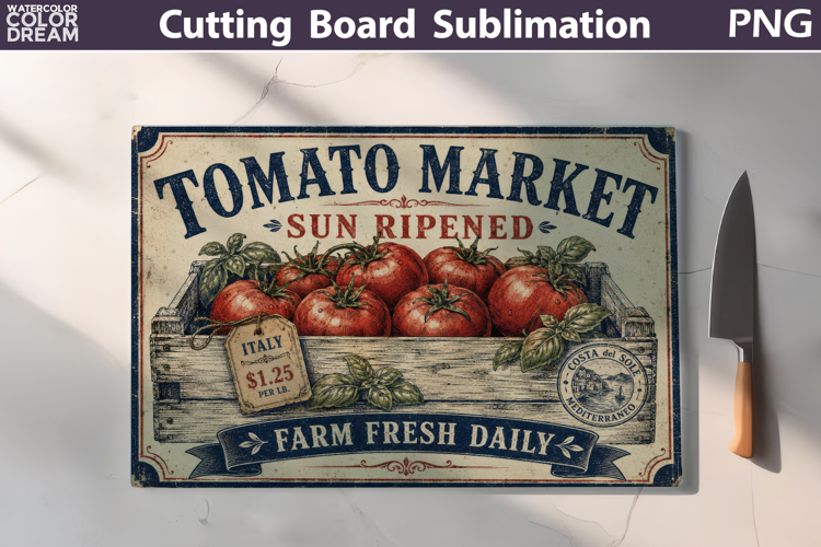 Tomato Market Sign | Cutting Board Sublimation