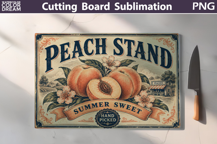 Peach Stand Sign | Cutting Board Sublimation