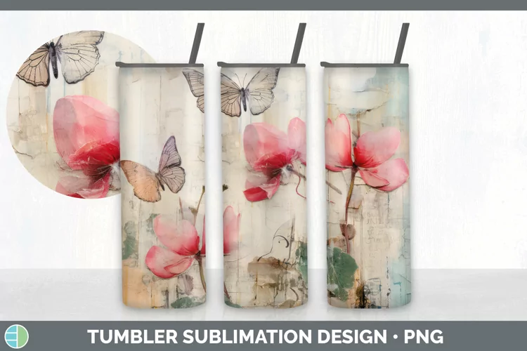 Vintage Cyclamen Flowers Tumbler | Sublimation 20 oz Skinny