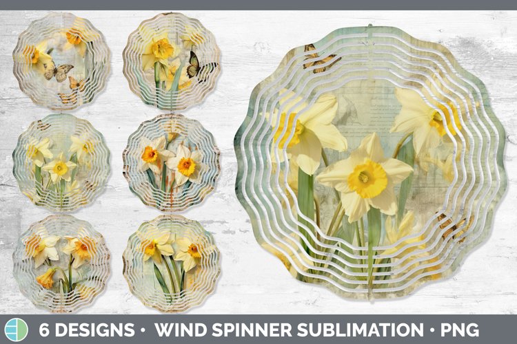 Vintage Daffodil Flowers Wind Spinner | Sublimation Spinner